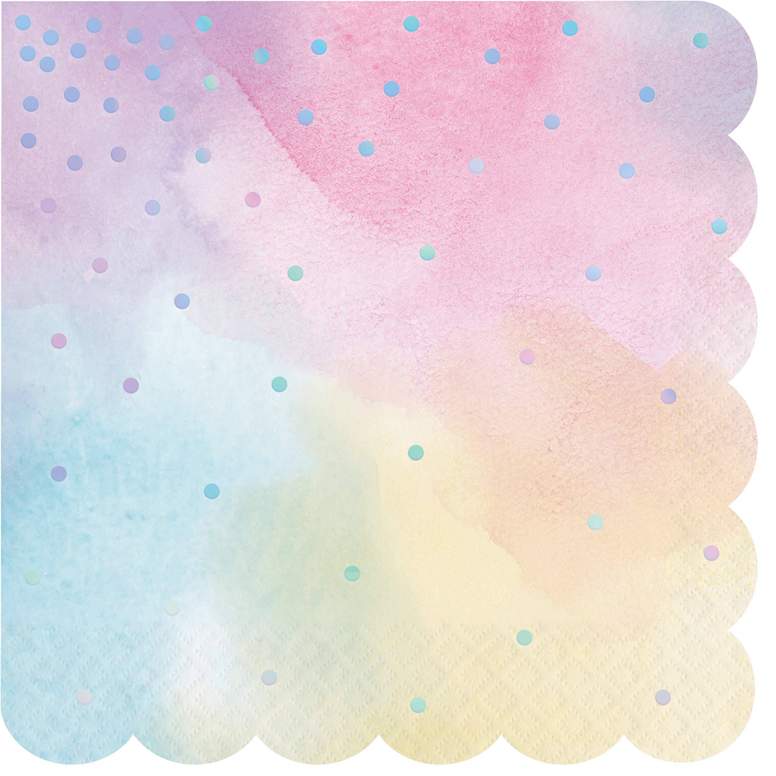 Creative Converting PC336698 Luncheon Napkin, Shaped Iridescent Pink 3-Ply Lunch Napkins-16 Pcs, Paper, 0.055x12.75x12.875inc.