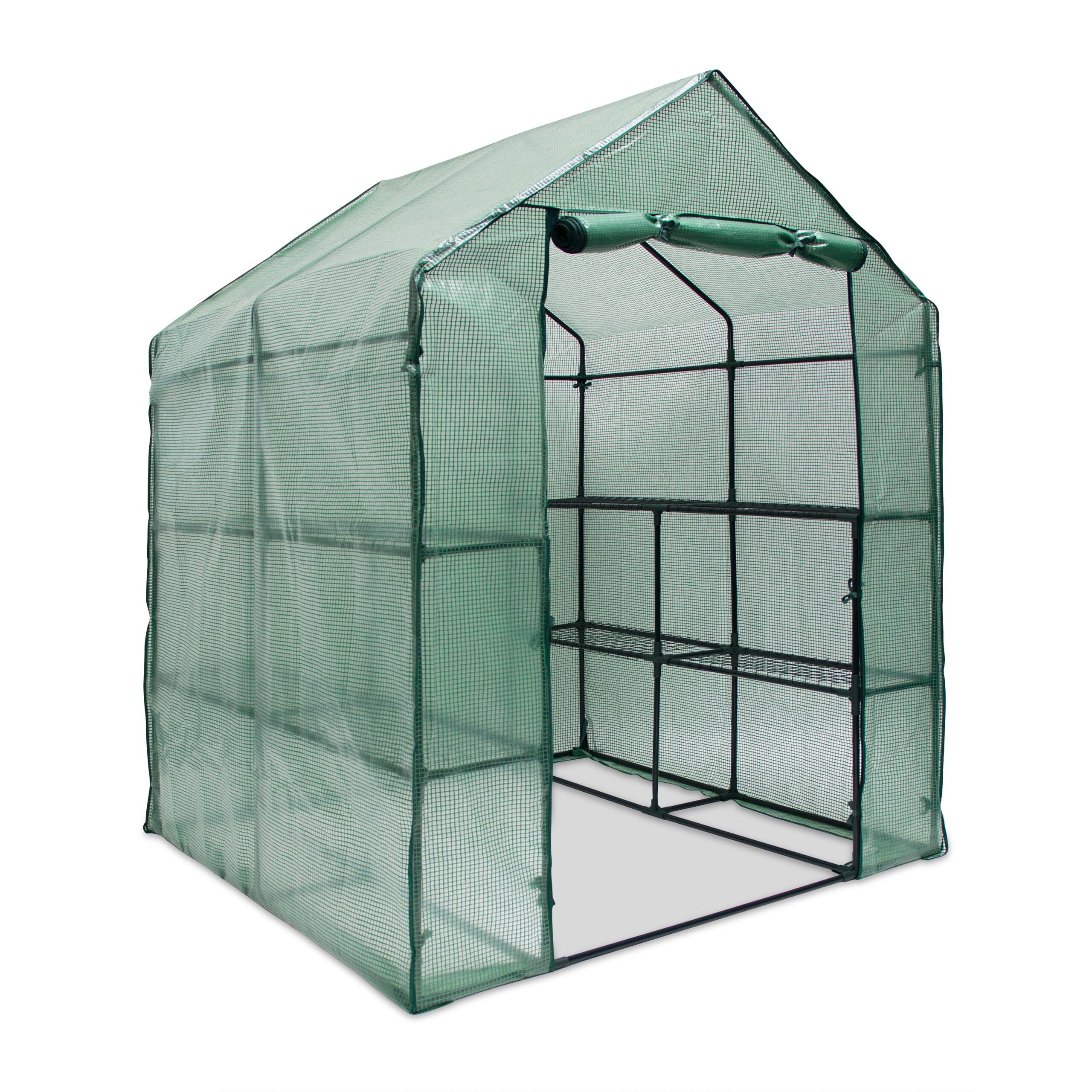Relaxdays Garden Greenhouse Grow Tent Tarpaulin Large Shelves – weather Protective Cover 140 x 190 x 140 cm Green