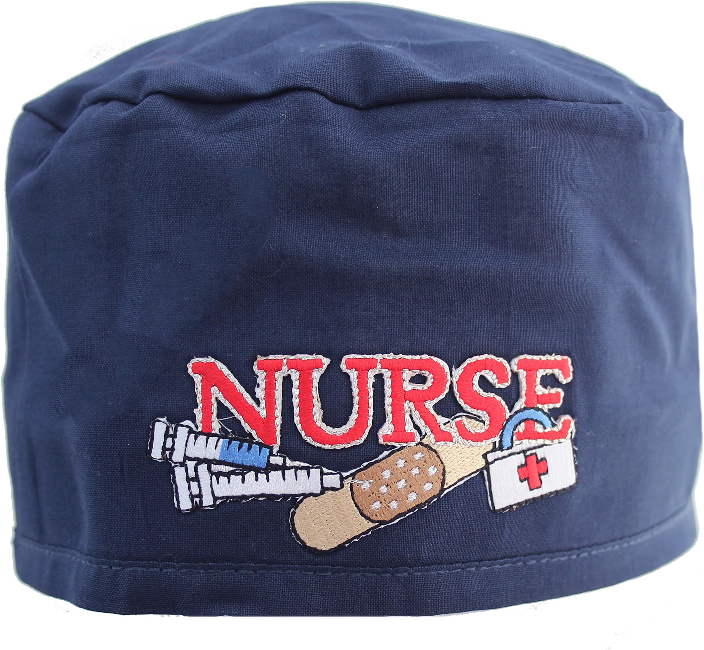 Navy Blue Nurse Nursing Scrub Cap Hat with Adjustable tie