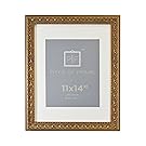 Golden State Art 11x14 Ornate Finish Photo Frame, Bronze Color, with Ivory Mat for 8x10 Picture & Real Glass