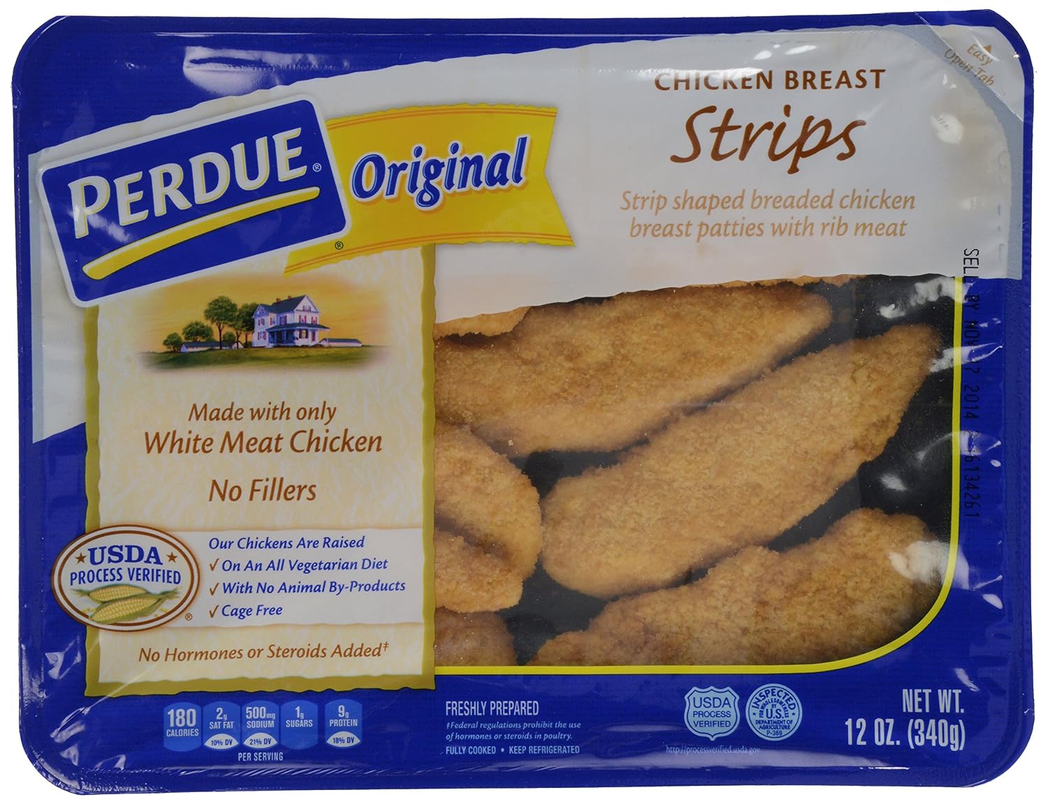 Perdue Home style chicken breast strips boneless skinless chicken breast strips with rib meat, chicken broth, potassium lactate (072745001178)