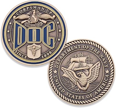 Coins For Anything, Inc Navy Corpsman DOC Challenge Coin - USN Corpsman Up Military Collectable Coin - Officially Licensed USN Challenge Coin - Designed by Military Veterans
