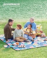 SONGMICS Large Picnic Blanket 200x200cm Water Repellent Multicoloured Fern view 4