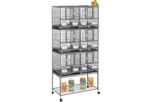 MCAGE Triple Stackable Center Divided Breeder Breeding Bird Flight Double Rolling Cage Side Nesting Doors Easy Clean Pull Out Tray for Aviaries Canaries Cockatiels Lovebirds Finches Budgies Small Parrots