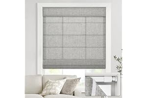 UNISHADES no Drill Cordless Roman Shades for Windows, 46" W × 64" H - Light Filtering - Linen - Grey