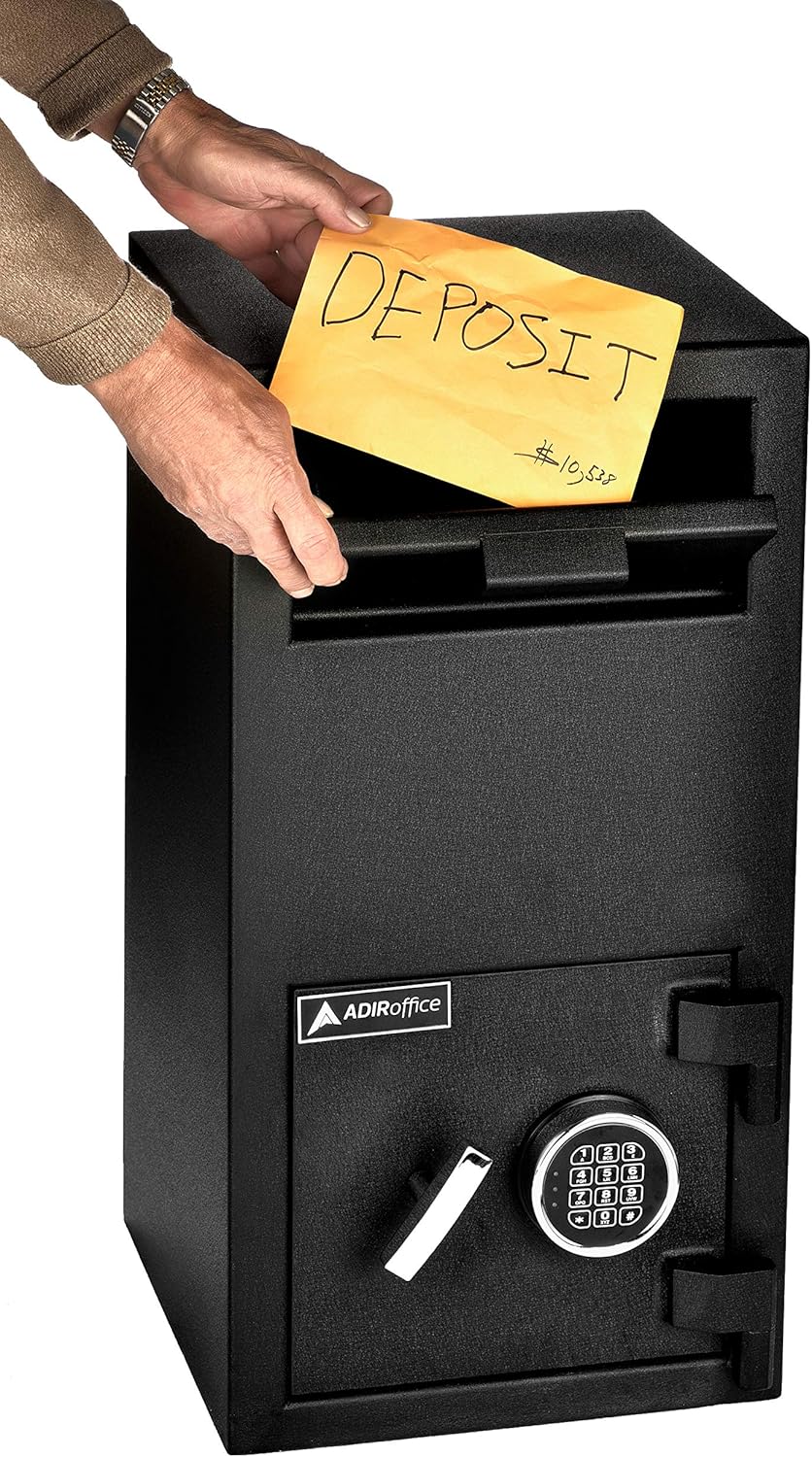 AdirOffice Keypad Lock Drop Box Safe - Industrial Strength Security Storage with Digital Lock - Safety for Home & Business Use (Large) : Office Products