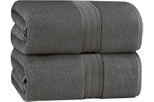 COTTON CRAFT Soft Giant Bath Sheet - 2 Pack Oversized 35x70 Extra Large Luxury Bath Towel - Plush 600 GSM - 100% Ringspun Cotton - Absorbent Quick Dry Bathroom Shower Hotel Spa Towel Sheet - Charcoal