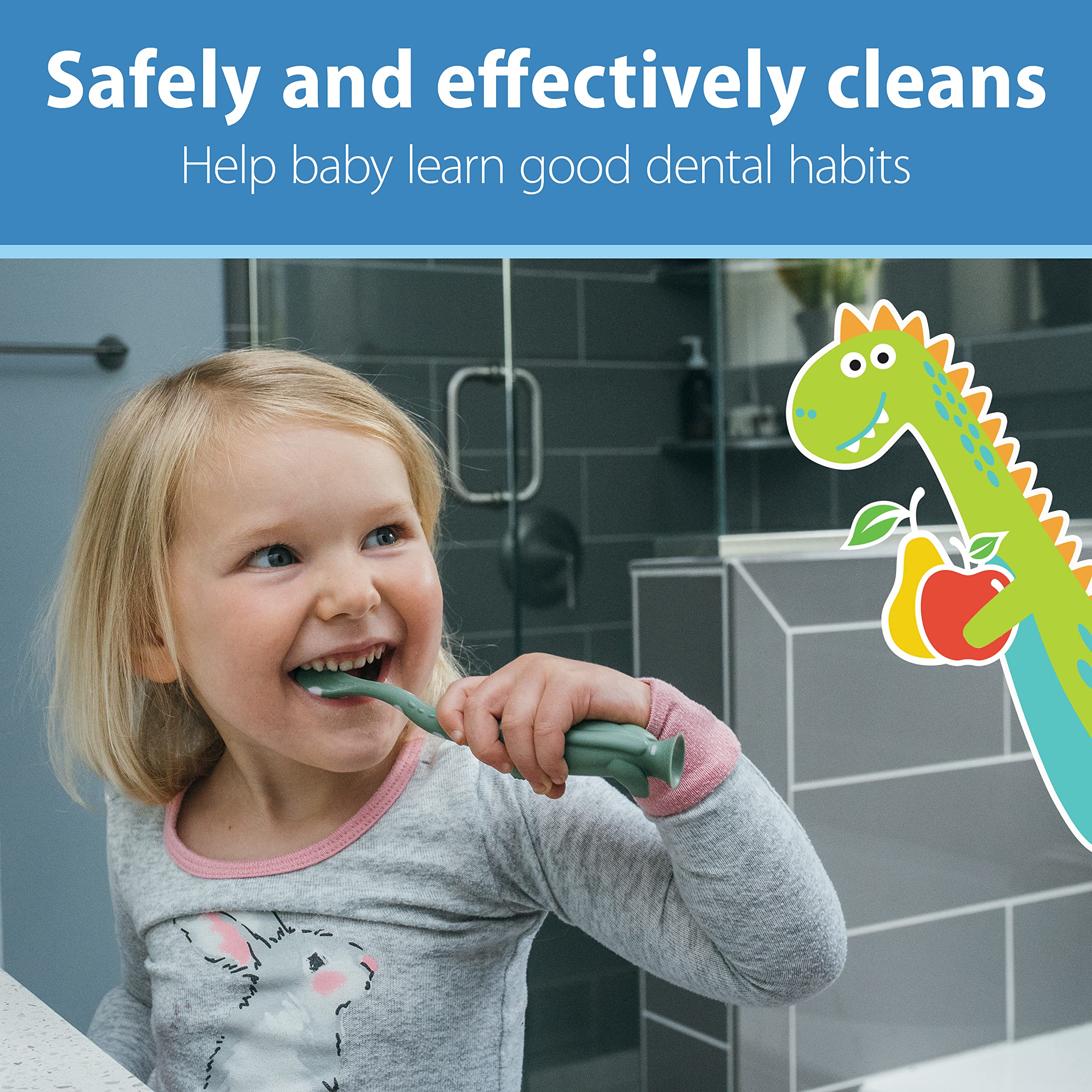 Dr. Brown's Fluoride-Free Baby Toothpaste, Infant & Toddler Oral Care, Apple Pear, 3-Pack, 1.4oz/40g, 0-3 years