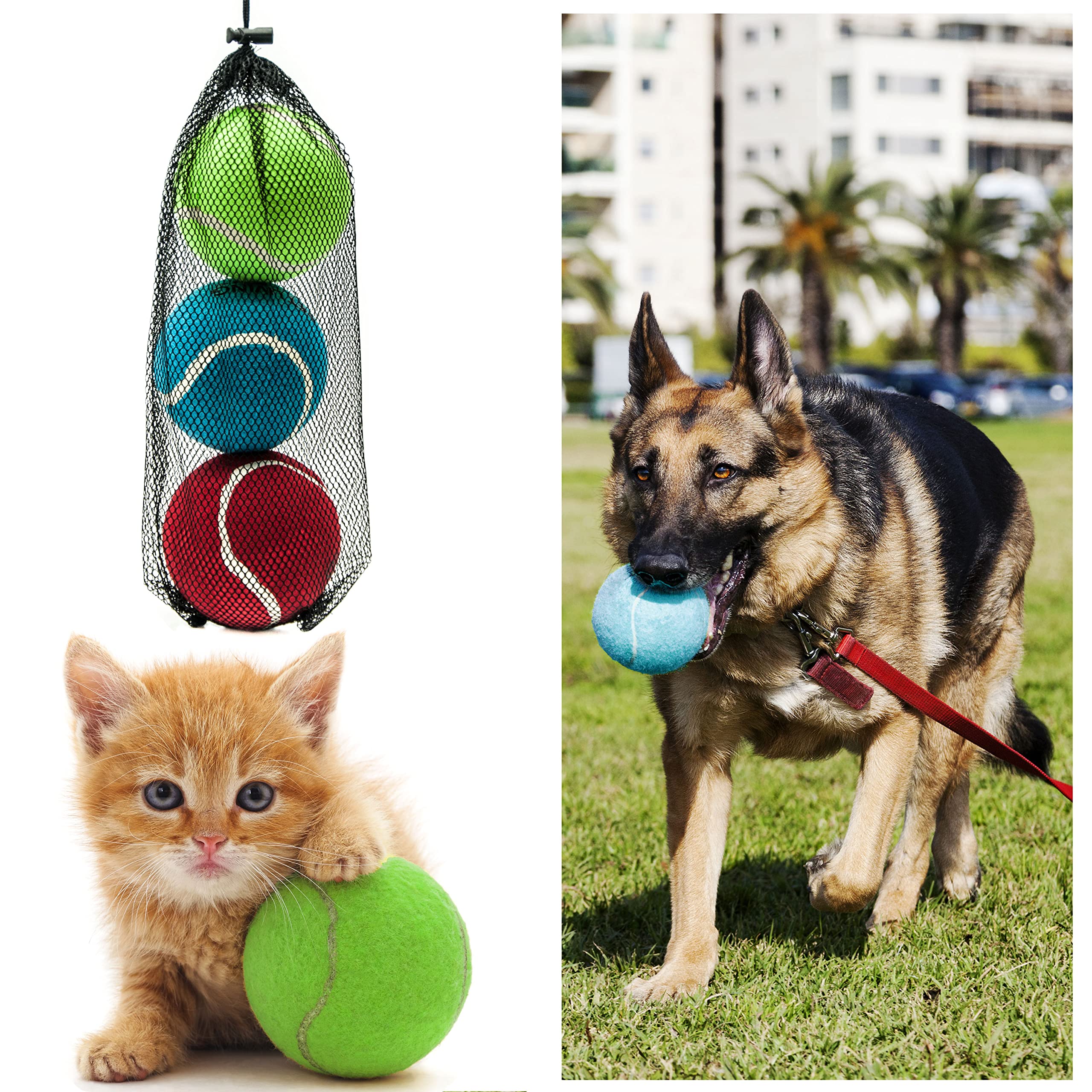 Petopedia 4 inches Squeaky Tennis Balls for Dogs & Cats – Made with Rubber – Rolling Toy Ball for Sports, Chew, Boredom, Catch Fetch Play (Pack of 3, Size - XL)
