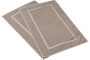 HILLFAIR 900 GSM Cotton Rug Bath Mats Pack of 2 (21x34 Inches), Absorbent Machine Washable Bath Mat for Hotel Spa Tub & Shower, Non Slip Floor Mat, Bathroom Decor Accessories: Stone