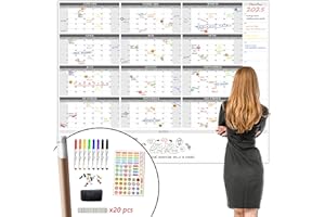 CLEVER CLEAN Large Dry Erase Wall Calendar - 48"x58" 12-month 2024 Undated Reusable Yearly Calendar for Home, Office, School Projects - Jumbo Laminated Task Organizer
