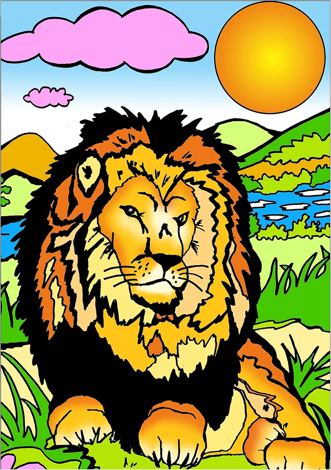 Sericolor Tableau A Colorier En Relief Velours Lion Amazon Fr Jeux Et Jouets