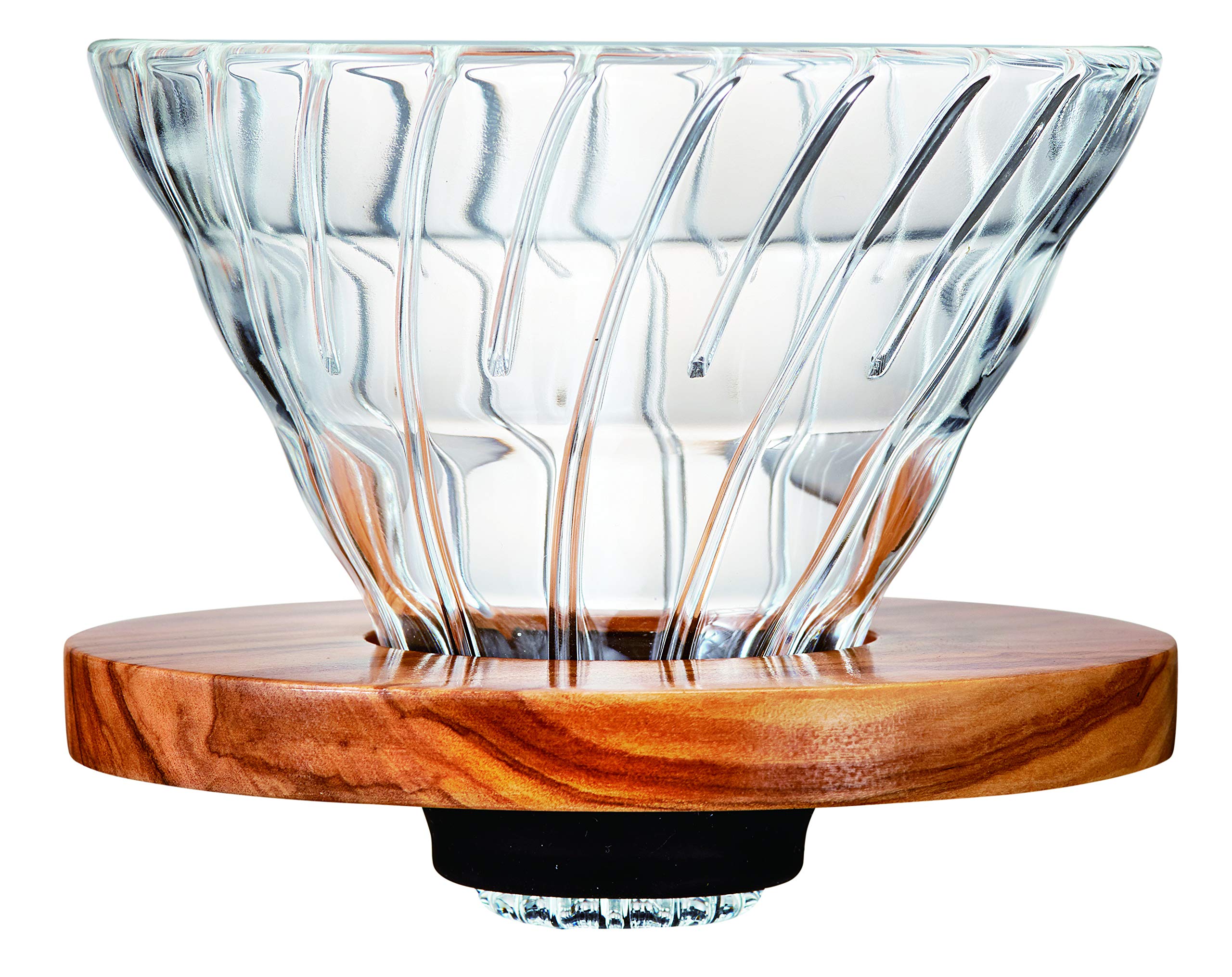Hario 1-4-Cup Olive Wood V60 Dripper, Glass, Transparent, 02 Size