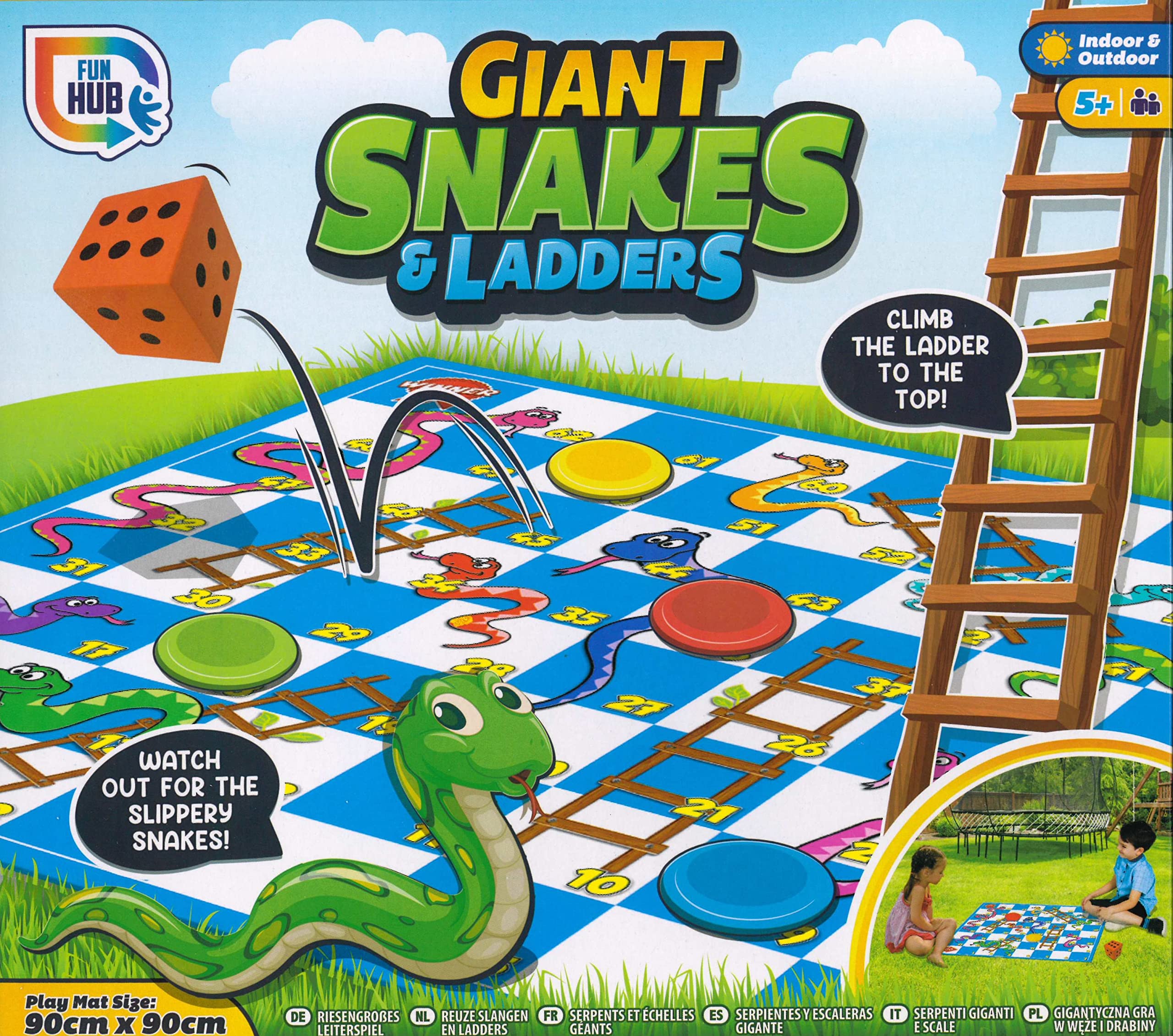 Grafix Giant Snakes And Ladders Board Game, 3 - 12 Years, 1 Player, Portable, Cardboard, English