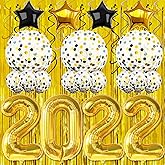 KatchOn Gold Graduation Balloons - 40 Inch & 36 Inch Confetti, Fringe Backdrop, Class of 2022 Decorations, 40 Pieces, Unisex, Children