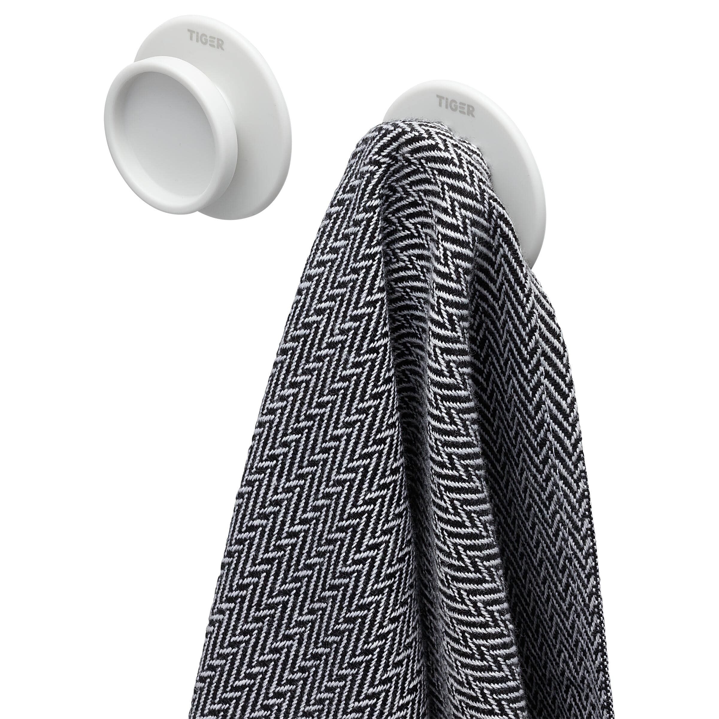 Tiger Tess, Towel Hook, White (Set of 2), 19x53x53mm