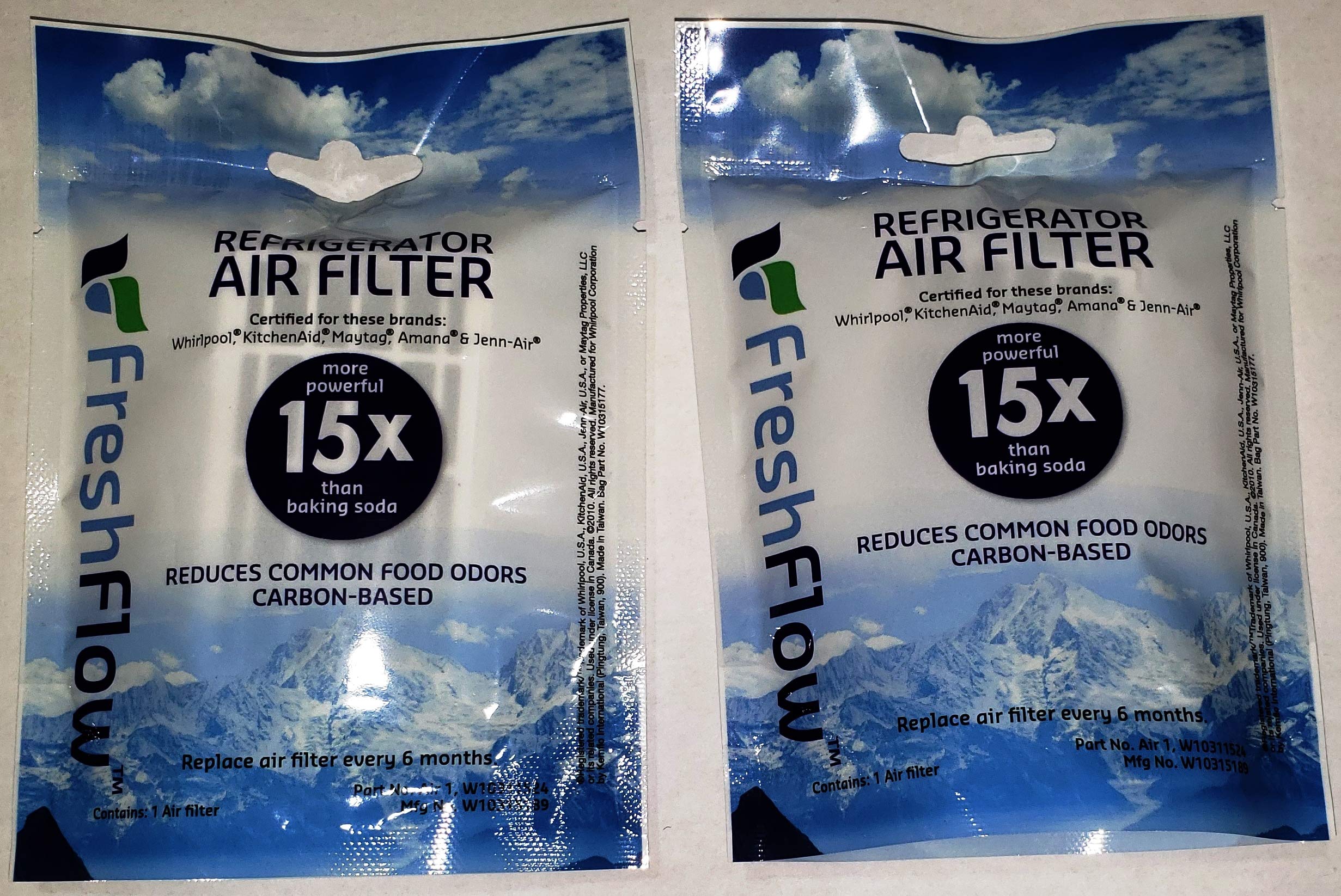 Fresh Flow W10311524 Air Filter Cartridge for Whirlpool Refrigerator's 2-Pack