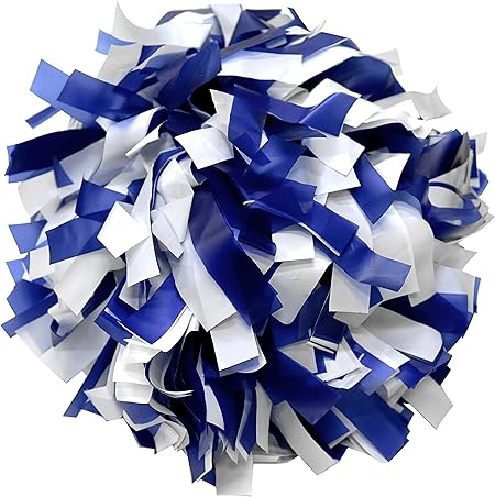 Set Of 2 6 Plastic Cheerleading Pom Poms With Baton Handle Royal Blue White Amazon Co Uk Sports Outdoors