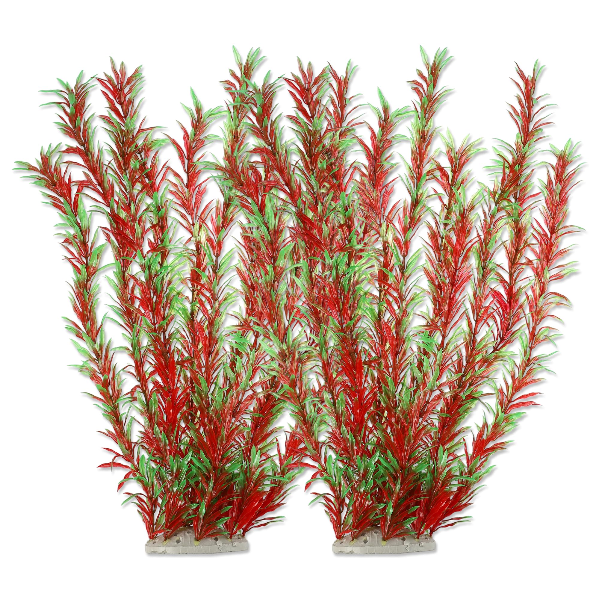 CAPASTEC Large Aquarium Plastic Plants, Tall Aquarium Plants, Big Aquarium Plastic Plants for Fish Tanks Decor, 21.26" Height (Red Green, 2pcs)