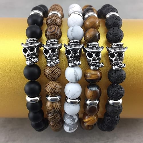 cooles Armband Perlenarmband echte Perlen (8 mm) Auswahl Stretch Gummiband für Damen Frauen Herren Männer Schmuck toller Tote