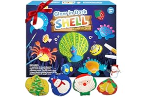 SOOVSY Glow in The Dark Sea Shells Painting Kit, Beach Toys Arts & Crafts Gifts for Girls Boys DIY Creative Supplies Toys for Age 4-6-8-12 Kids Activities