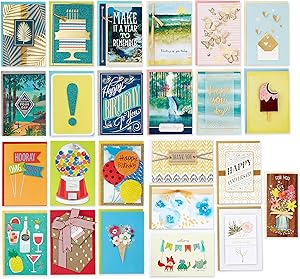 Hallmark Pack of 24 Handmade Assorted Boxed Greeting Cards, Modern Greenery—Birthday Cards, Baby Shower Cards, Wedding Cards, Sympathy Cards, Thinking of You Cards, Thank You Cards