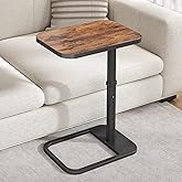 Kitstorack TV Tray Table, Adjustable Height &amp; Flip-Top &amp; Rounded Metal Corners, Snack Table for Couch, Sofa, Bed, Chair, Living Room, C Shaped End Side Table for Eating, Dinner or Laptop, Small Spaces