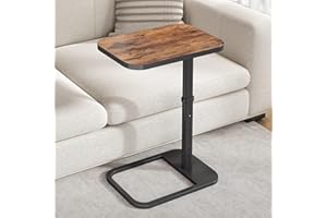 Kitstorack TV Tray Table, Adjustable Height & Flip-Top & Rounded Metal Corners, Snack Table for Couch, Sofa, Bed, Chair, Living Room, C Shaped End Side Table for Eating, Dinner or Laptop, Small Spaces