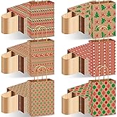 Fulmoon 120 Set Christmas Kraft Gift Bags Bulk Xmas Assorted Paper Gift Bags with Handle Holiday for Presents Xmas Party Favor Supplies Decor