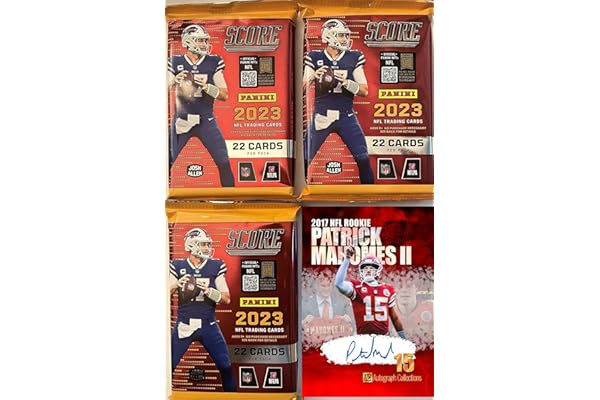 NEW 2023 Panini SCORE Football Cards (3) THREE FACTORY SEALED PACKs w/ 22 Cards Per Pack - 66 CARDS - Plus Novelty Mahomes Card Pictured