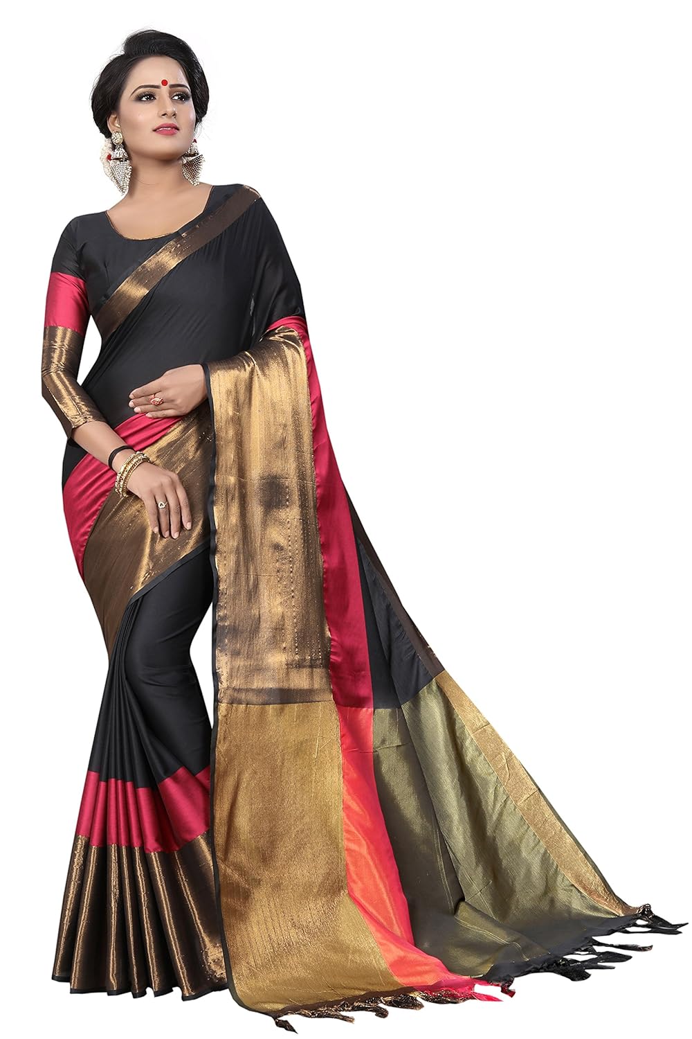 perfectblue women's cotton saree with blouse piece