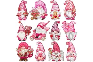 JOPHMO Valentine Wooden Hanging Ornaments, Wood Hanging Decor for Valentine Tree Decoration Gnome Santa Doll Wooden Hanging Craft Gnome Elf Party Supplies (Valentine-Gnomes-A)
