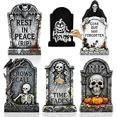 25&rdquo; Halloween Tombstones Outdoor Decorations, 5 Pack Halloween Graveyard Headstone Decorations With 10 Bonus Metal Stakes For for Outdoor Yard Lawn &amp; Halloween Party Decor