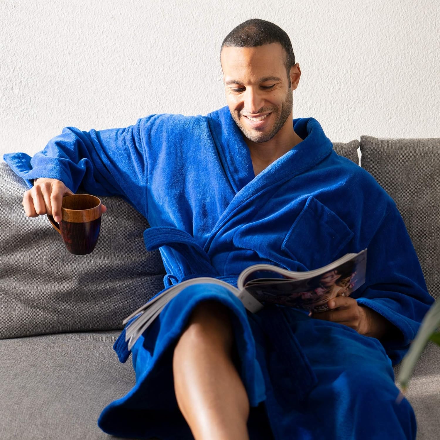Alpine Swiss Aiden Mens Cotton Terry Cloth Bathrobe Shawl Collar Velour Spa Robe at  Men’s Clothing store