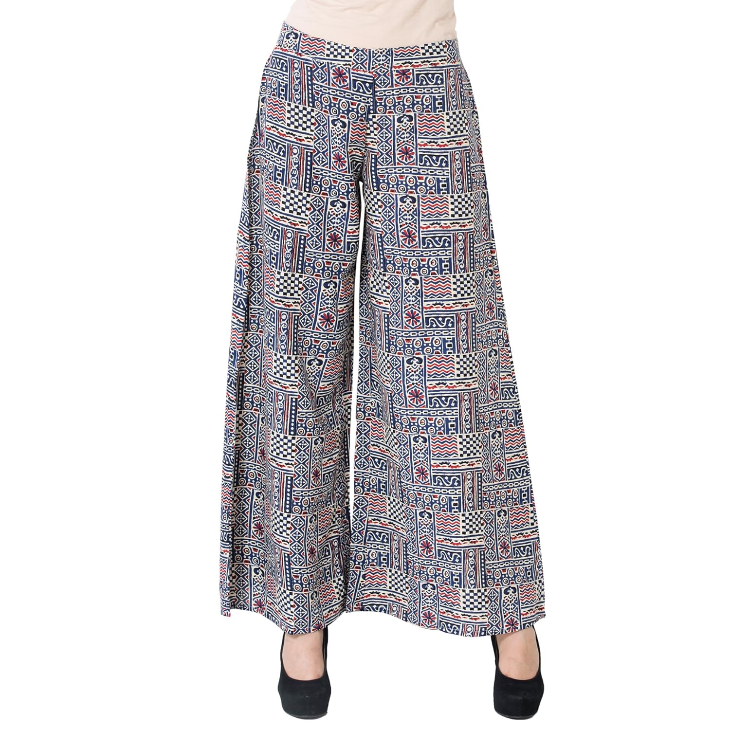 khushal women's printed kurta with palazzo set (k69-parent_red)