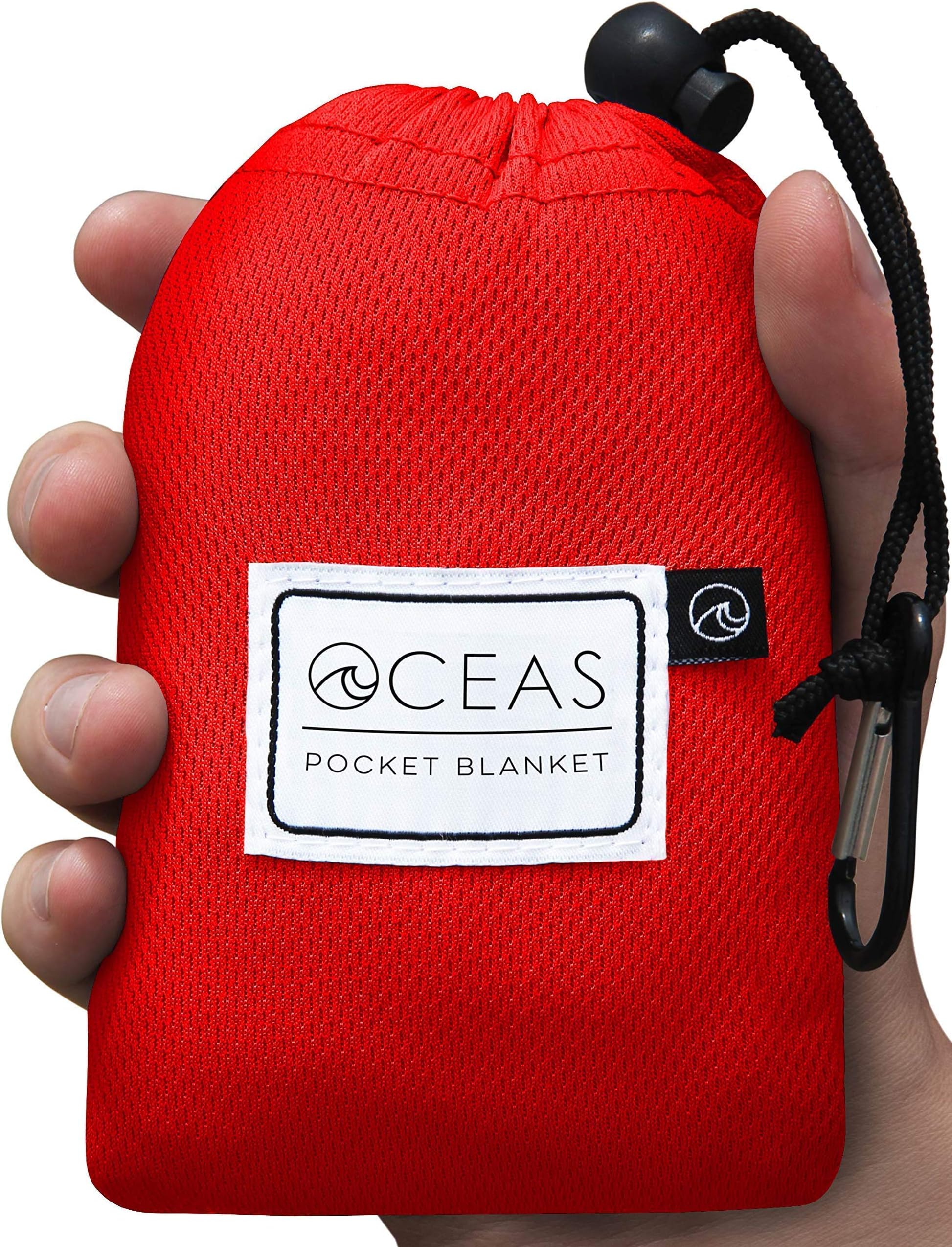 Oceas Outdoor Pocket Blanket - Waterproof and Sand Proof Beach Mat - Portable and Compact Travel Tarp is Great for Camping, Backpacking, Festival and Picnic Use - Built-in Sand Pockets and Stakes