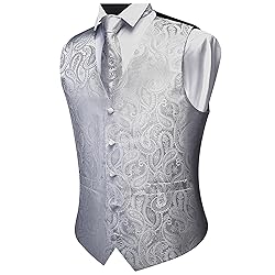 GUSLESON Light Grey Mens Vest Tie and Bow Tie Set