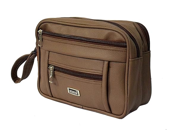Widnes Synthetic Small Hand Pouch Brown Toiletry Sling Bag