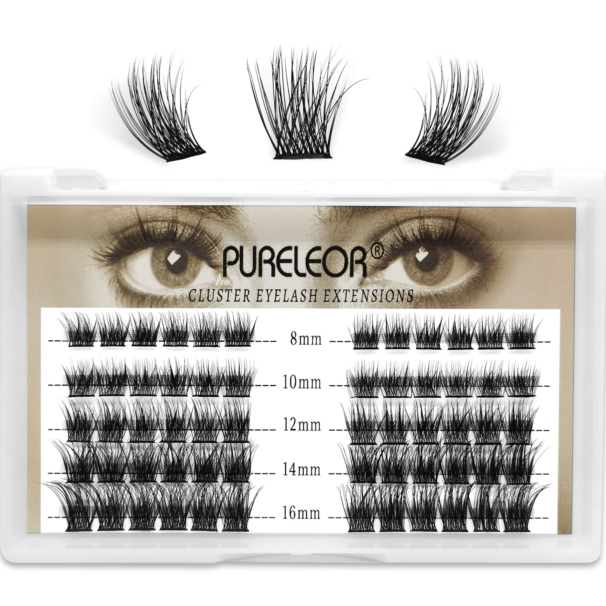 Individual Lashes Cluster Lashes Pack for Manga Lashes DIY Eyelash Extension Reusable 3D Individual Eyelashes Natural Long 60pcs(8-16mm Mixed) — image 1