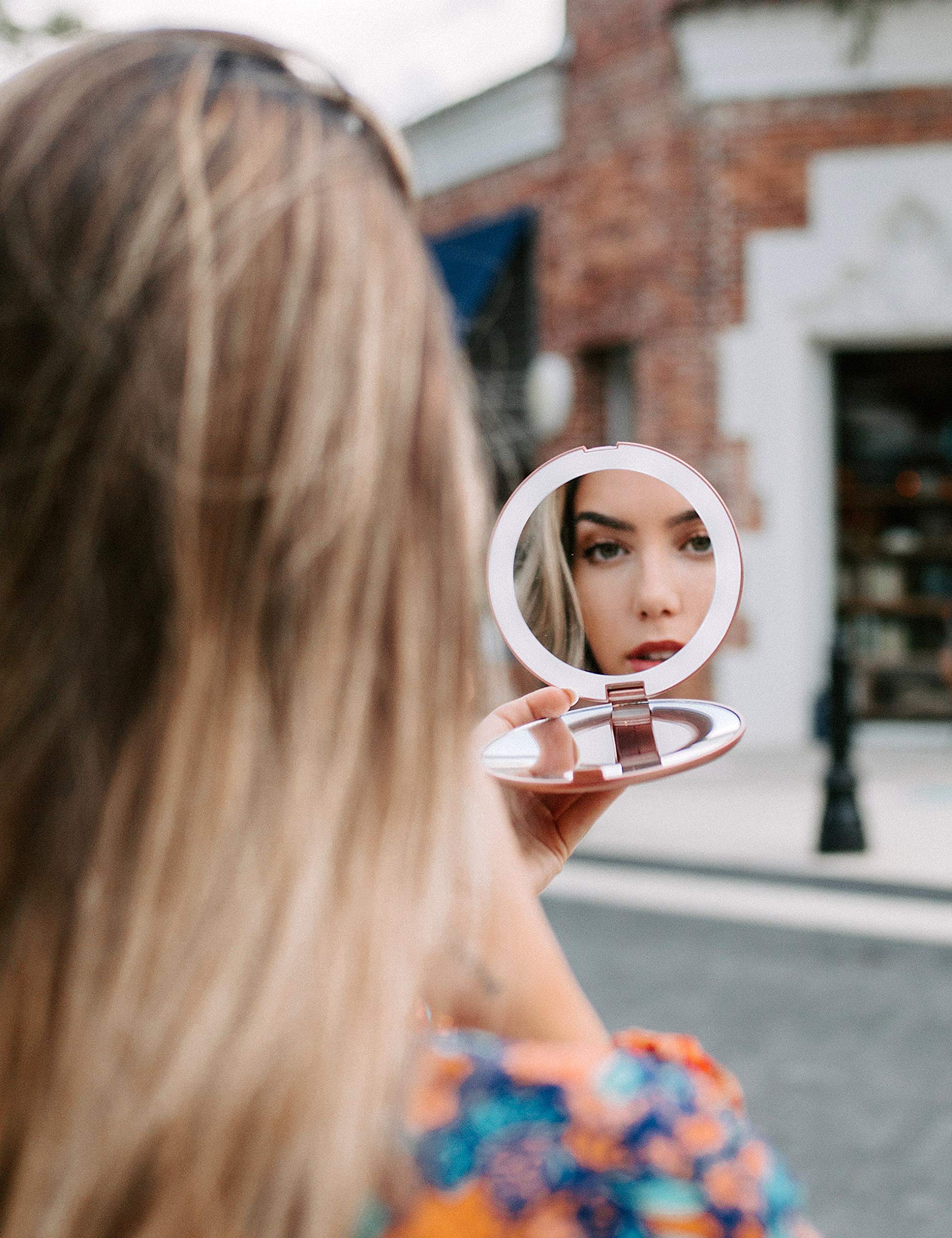Fancii LED Lighted Travel Makeup Mirror, 1x/10x Magnification - Daylight LED, Compact, Portable, Large 5