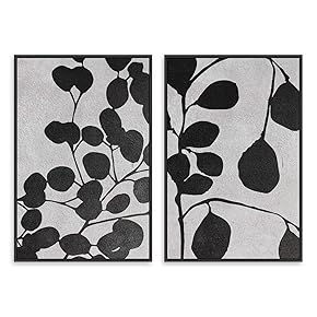 SIGNWIN 2 Piece Framed Canvas Wall Art Black...