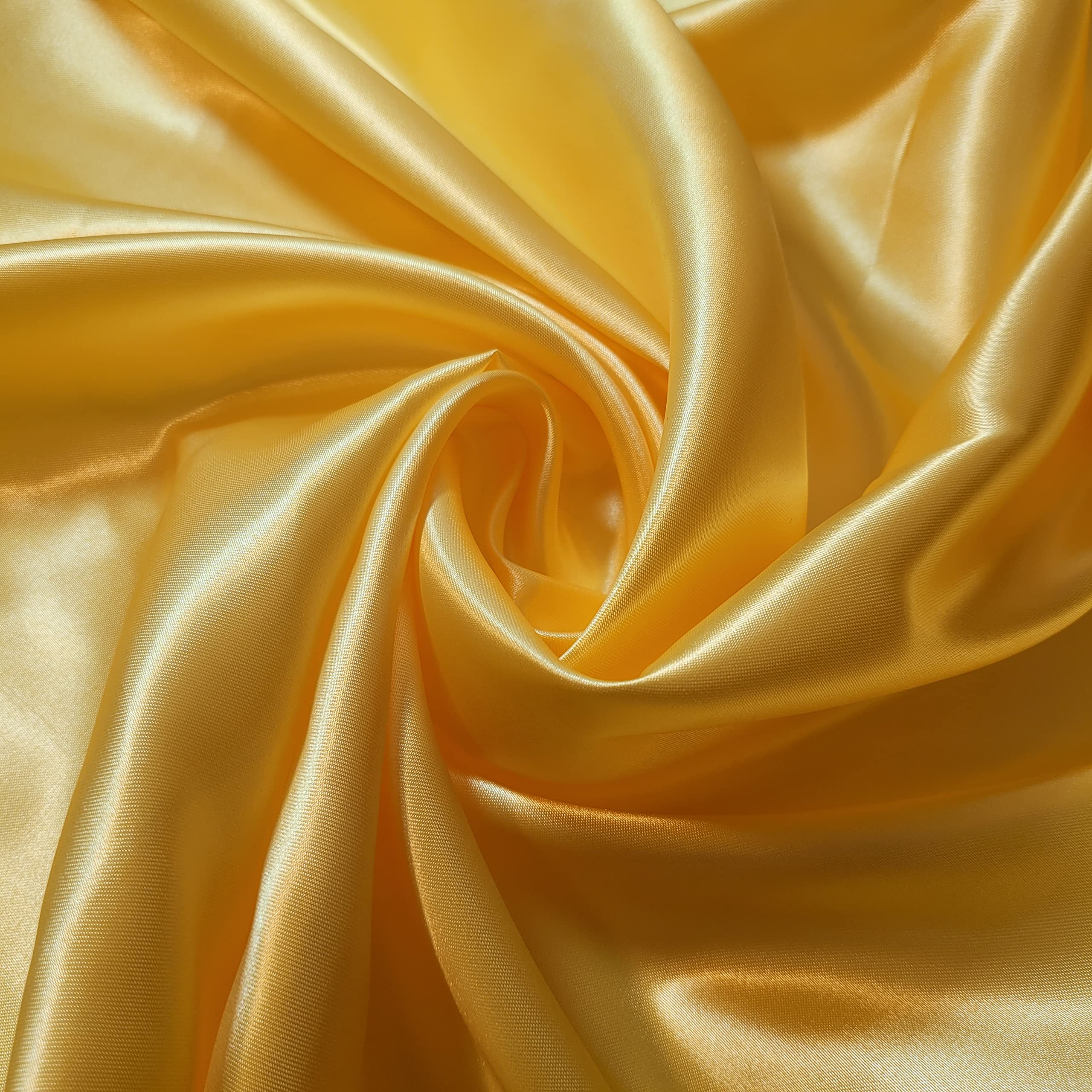 Silky Satin Liquid Solid Plain Luxury Dress Craft Decoration Drape Dancewear Material Wedding Dress Craft Fabric Material 44" - 112cm Wide (EP) (Yellow, 5 Meter)
