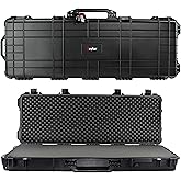Eylar 38" Inch Protective Roller Rifle Hard Case with Foam, Waterproof & Crushproof, Two Rifles Or Multiple Guns, Pressure Valve with Lockable Fittings Black