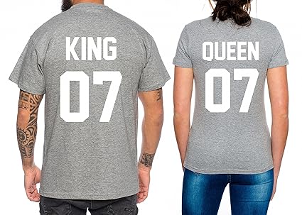 Partner Look Pärchen T-Shirt Set King Queen für Pärchen als Geschenk