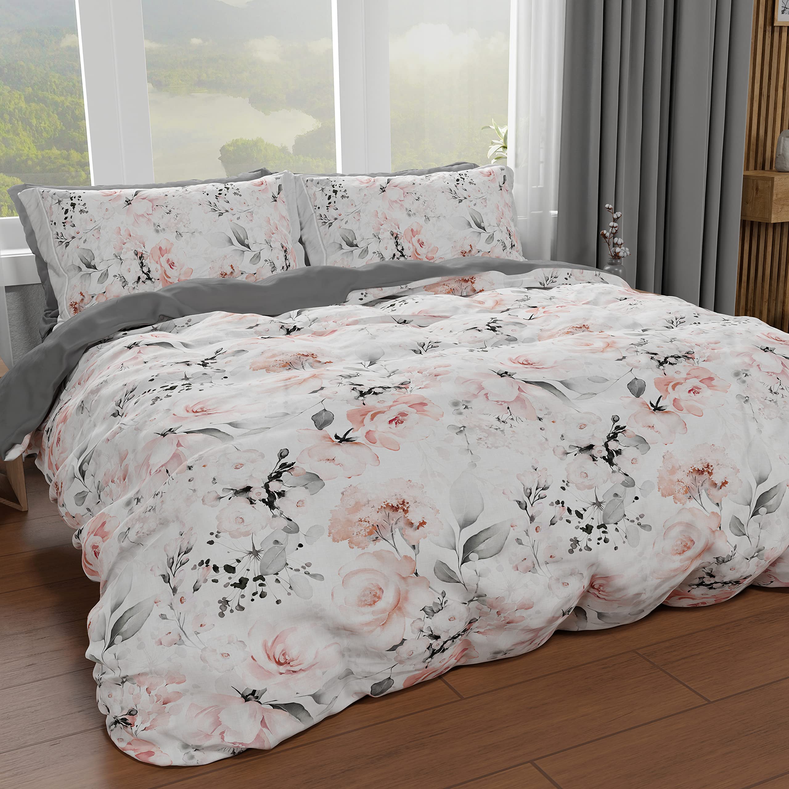 PETTI Artigiani Italiani - Single Duvet Cover 160 x 200 cm, Microfibre Duvet Cover Set with Digital Print + 1 Pillowcase 50 x 80 cm - Made in Italy - Floral 17 White — image 1