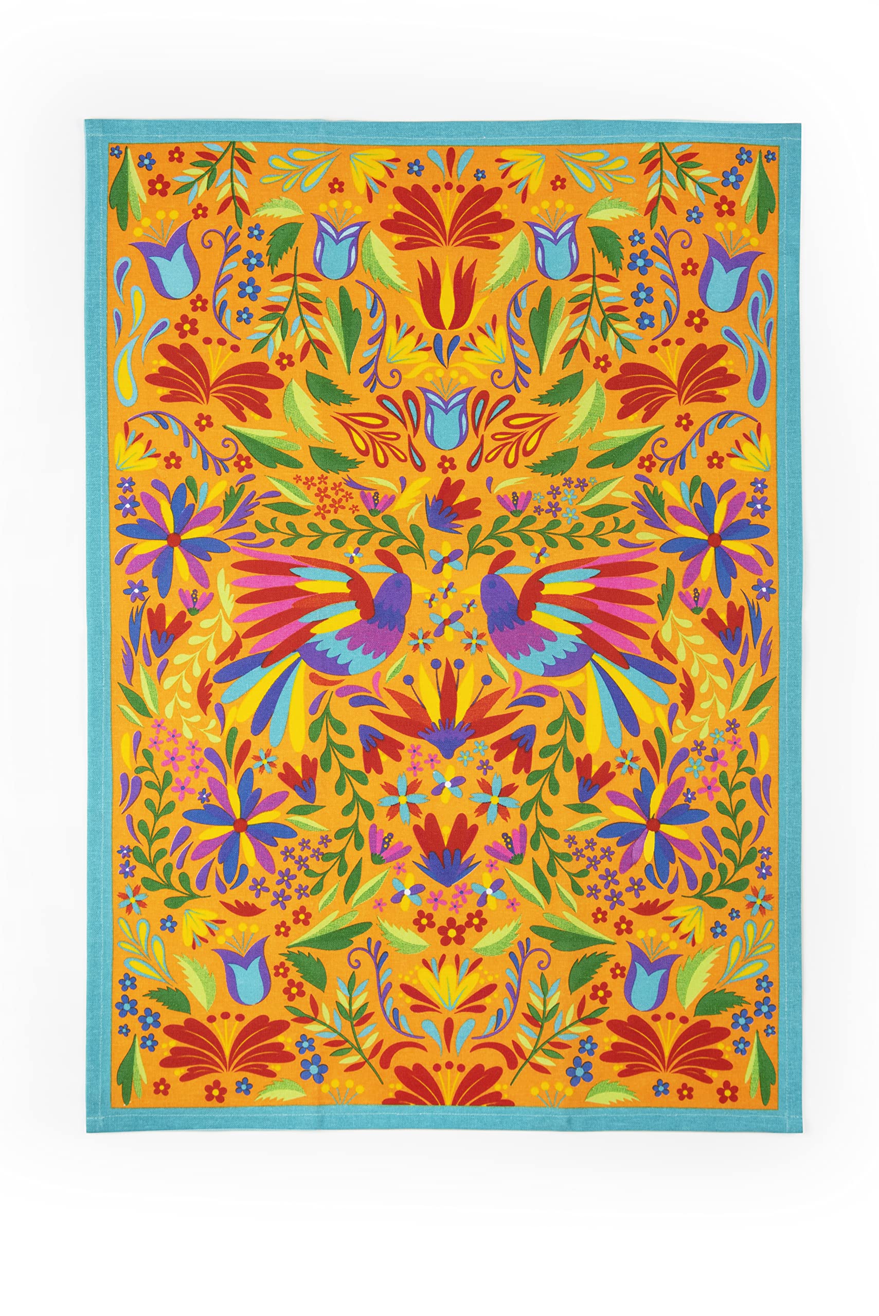 Excelsa Mexican Flowers Kitchen Towel 100% Cotton 70 x 50 cm with Hole