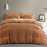 BEDAZZLED Queen Size Duvet Cover, 5 Pieces Pumpkin Brown Textured Duvet Cover Sets, Soft and Breathable Boho Tufted Bedding Comforter Cover Set for Gifts, Comforter Not Included (Pumpkin Brown, Queen)