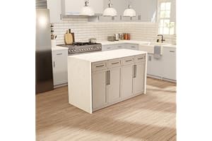KITCHEN BATH COLLECTION Palisade 60-inch Kitchen Island (Engineered Marble/Gray Oak): Includes Gray Oak Kitchen Island Cabinet with Engineered Marble Waterfall Countertop