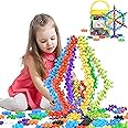 STEM Building Blocks Toy for Kids,300Pcs Interlocking Solid Plastic Educational Discs Toy,Classroom Must Haves Creativity Preschool Toy for Kids Aged 3+,Round Soft and Safe Material,Size Merge Set
