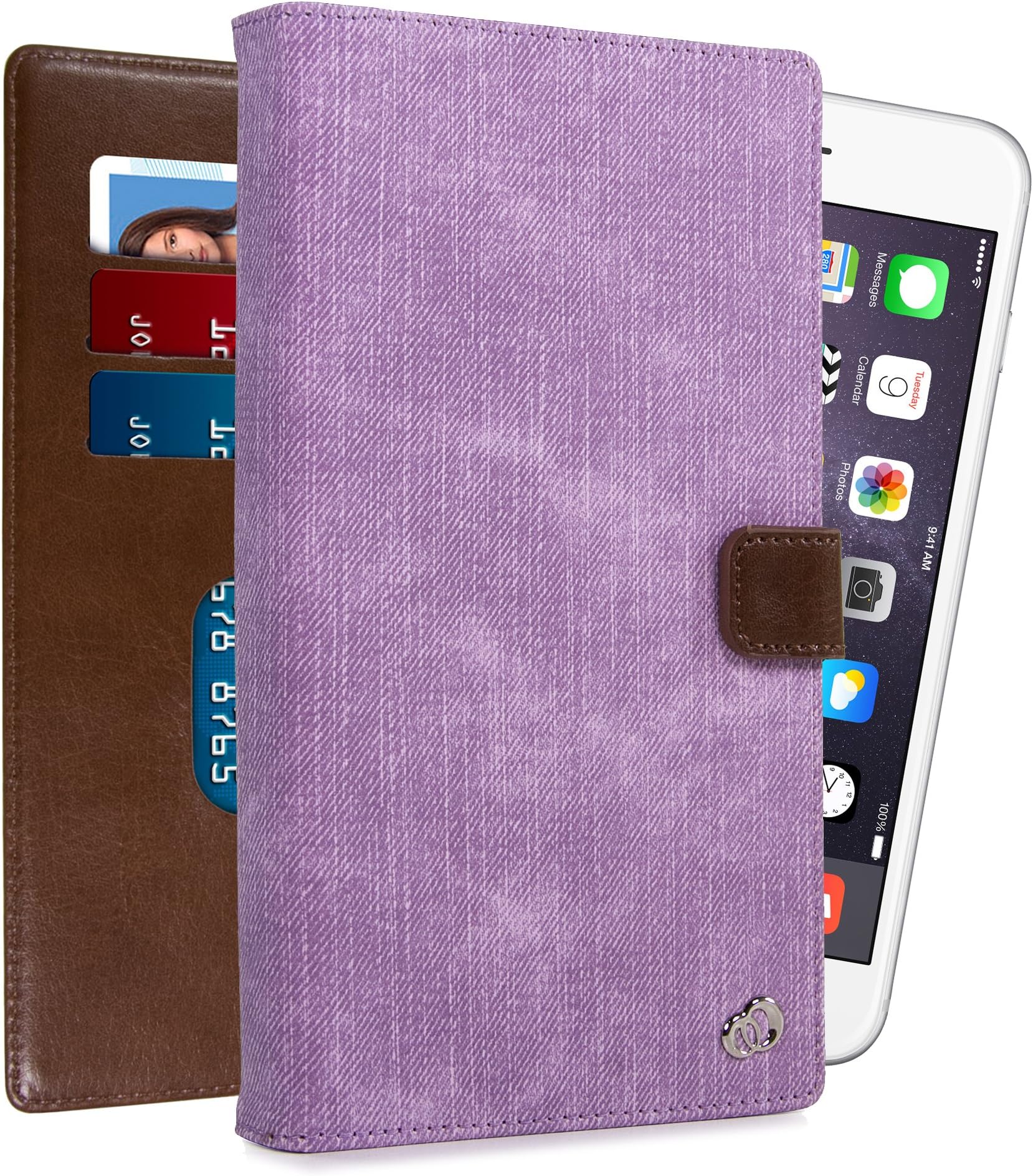 Mellow Mauve Denim BLU Studio 6.0 HD, BLU Energy XL, BLU Studio XL2 Wallet Case | 6.5-Inch Android Phone/Phablet Cover Universal
